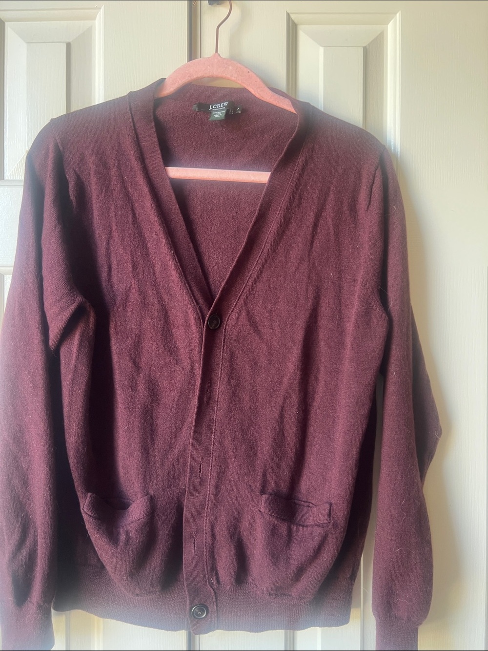 J. Crew Men's Burgundy Button-Front V-Neck Cardigan